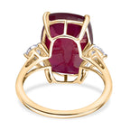 9K Yellow Gold AAA African Ruby & Lab Grown Diamond (SI/GH) Trilogy Ring 17.18 Ct._8287822_4