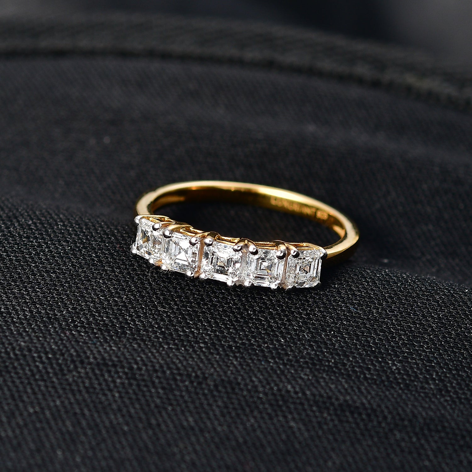 LUXURIANT 1 Ct. Lab Grown Diamond 5 Stone Ring in 18K Vermeil Yellow Gold Sterling Silver 8287864 2