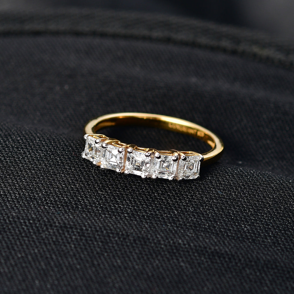Luxuriant Lab Grown Diamond 5 Stone Ring in 18K Vermeil Yellow Gold Plated Sterling Silver 1.00 Ct._8287869_1