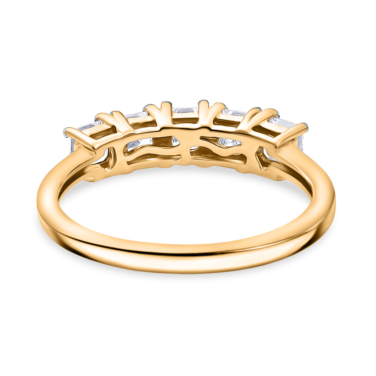 LUXURIANT 1 Ct. Lab Grown Diamond 5 Stone Ring in 18K Vermeil Yellow Gold Over Sterling Silver 8287869 5