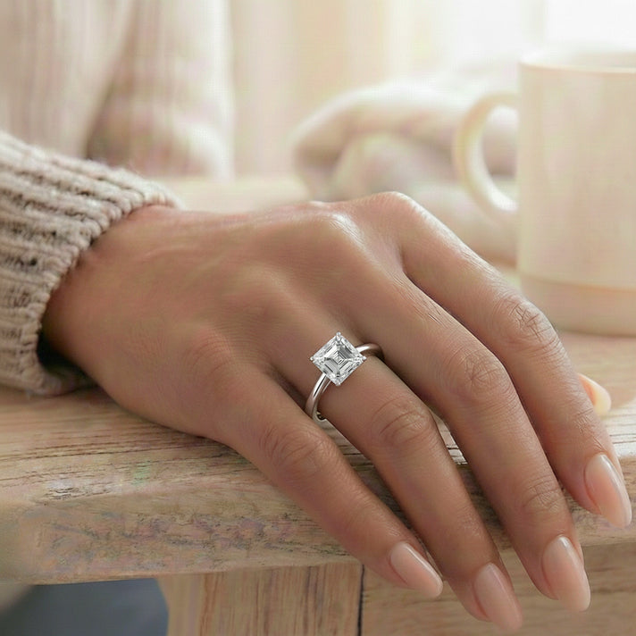 LUXURIANT 5 Ct. Lab Grown Diamond Asscher-Cut Solitaire Ring in 950 Platinum 8288003 2