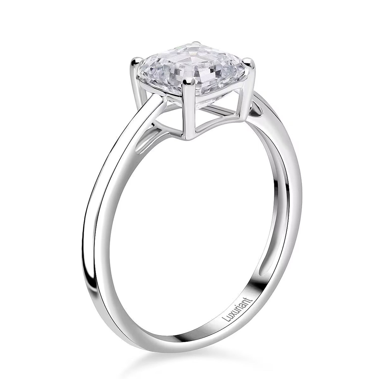 LUXURIANT 5 Ct. Lab Grown Diamond Asscher-Cut Solitaire Ring in 950 Platinum 8288003 4