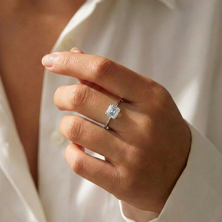 LUXURIANT 3 Ct. Lab Grown Diamond Asscher-Cut Solitaire Ring in 950 Platinum 8288030 2