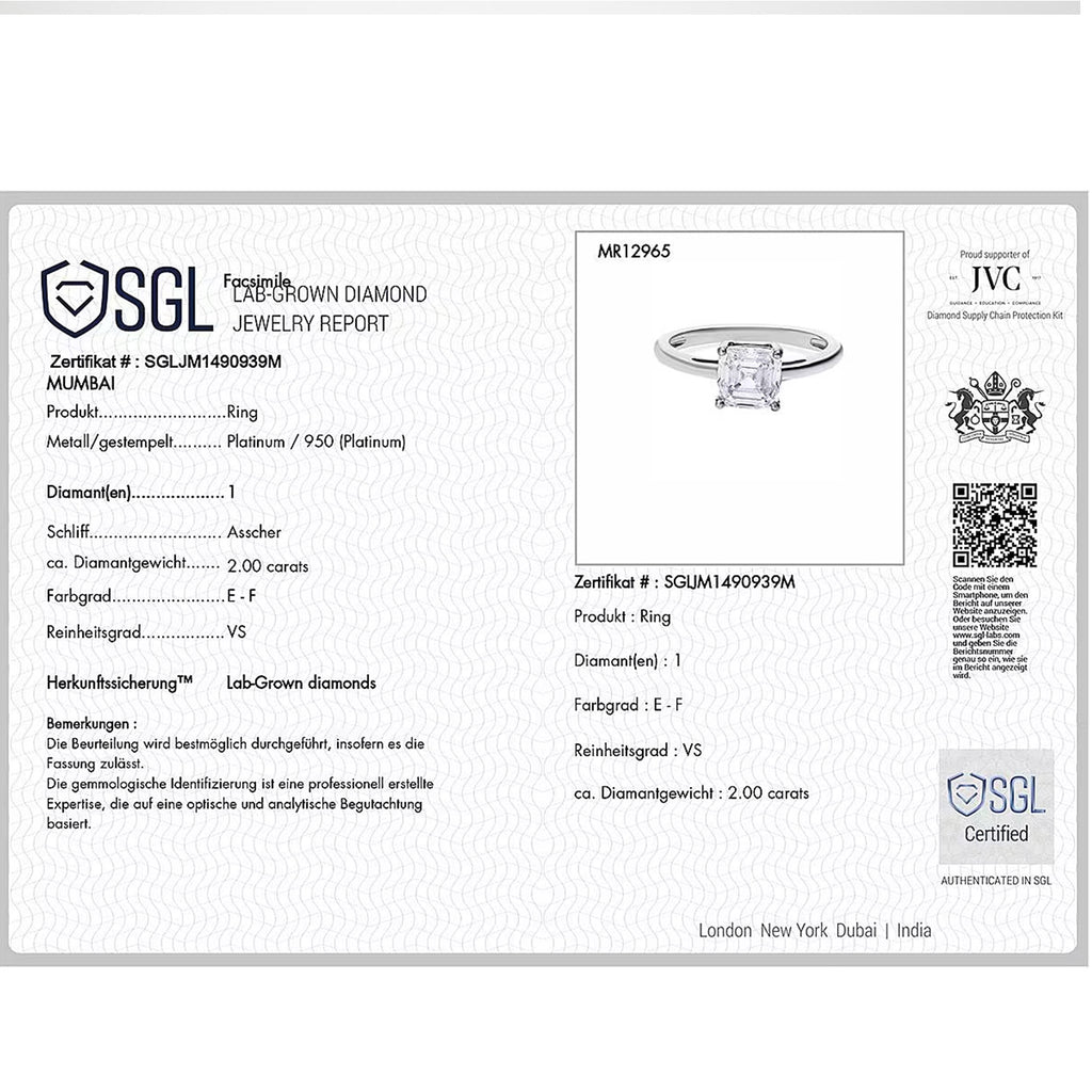 Luxuriant 950 Platinum IGI Certifed Lab Grown Diamond (VS/EF) Ring 3.06 Ct, Platinum Wt. 4.09 Gms._8288030_7