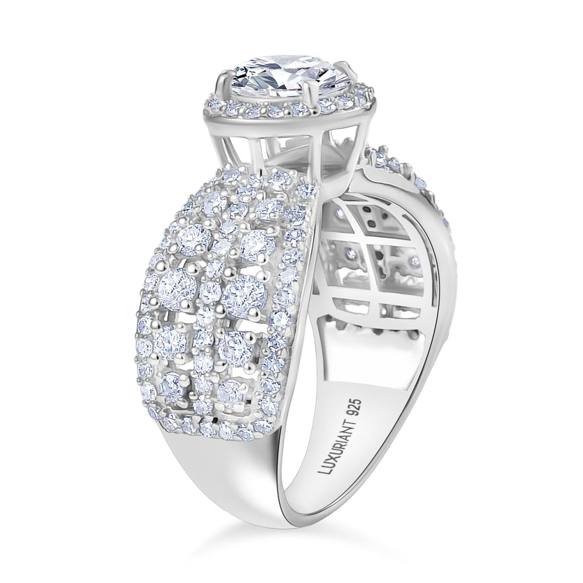 LUXURIANT 2 Ct. Lab Grown Diamond Halo Ring in Rhodium Overlay Sterling Silver 8288093 4