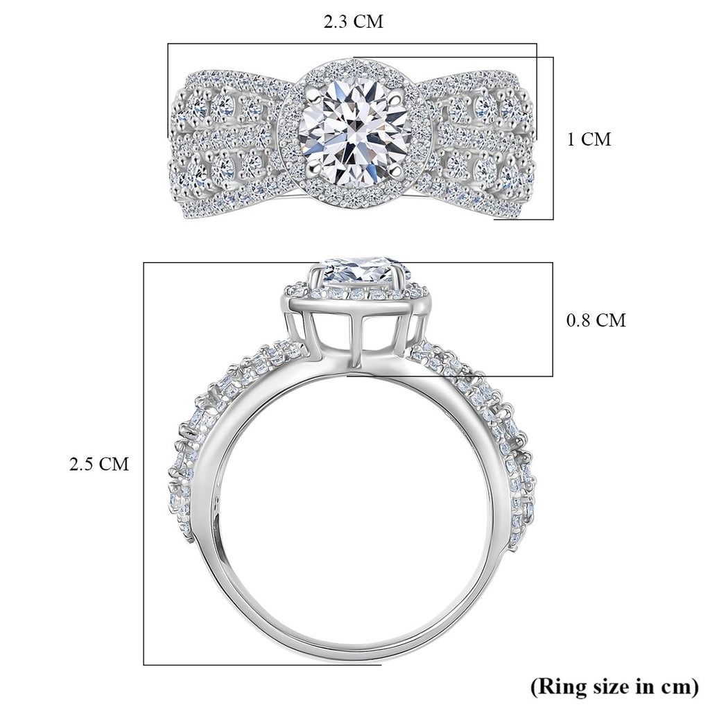 Luxuriant - Lab Grown Diamond (SI/G-H) Pave Solitaire Ring in Rhodium Overlay Sterling Silver 2.06 Ct._8288093_5