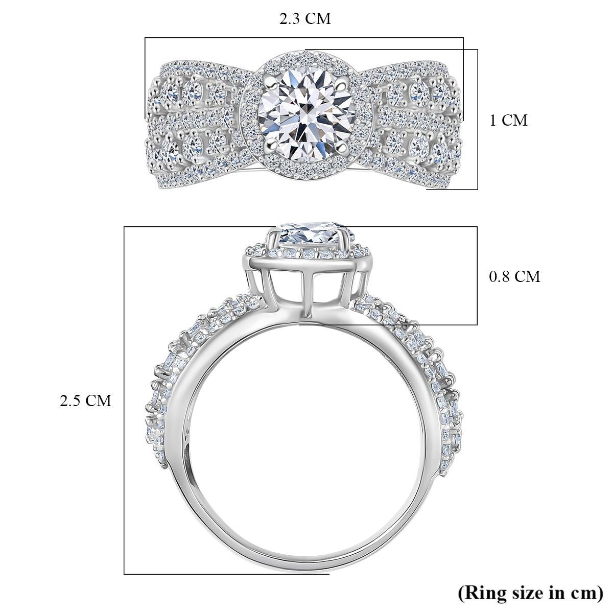 LUXURIANT 2 Ct. Lab Grown Diamond Halo Ring in Rhodium Overlay Sterling Silver 8288093 6