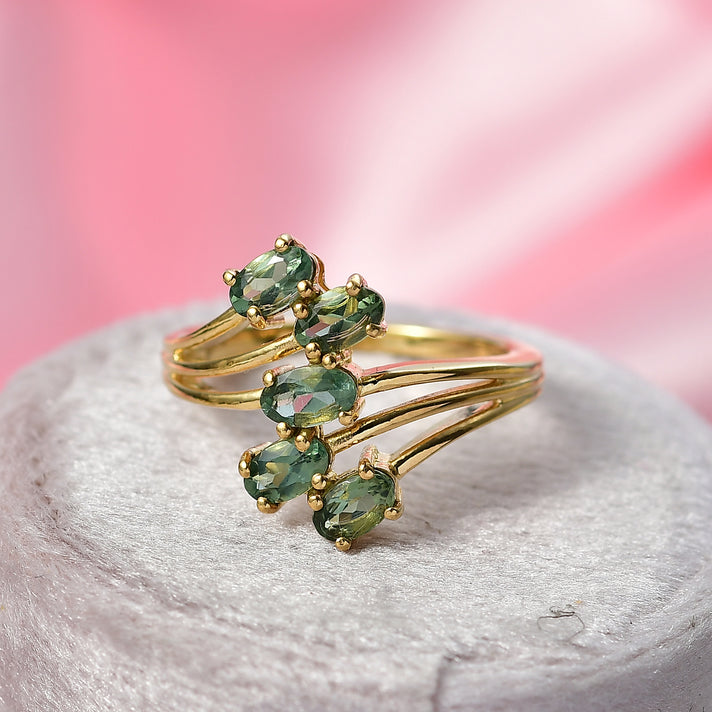 D'Joy Natural Tanzanian Green Apatite Ring in 18K Vermeil Yellow Gold Plated Sterling Silver 1.21 Ct. 8288413 2