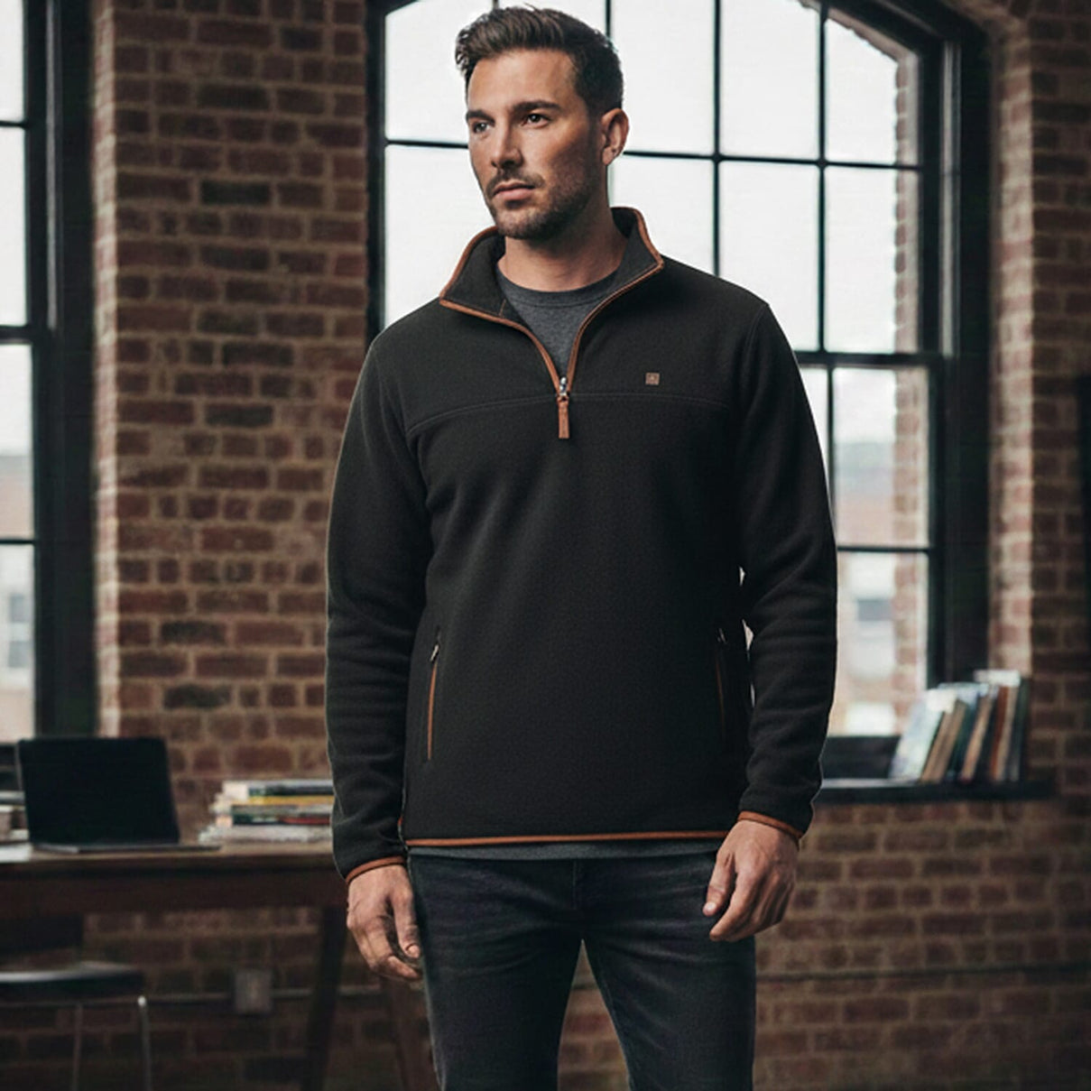 JJ Willis Quarter Zip Fleece Jacket With Contrast Tipping (Size M) - Black 8289301 0