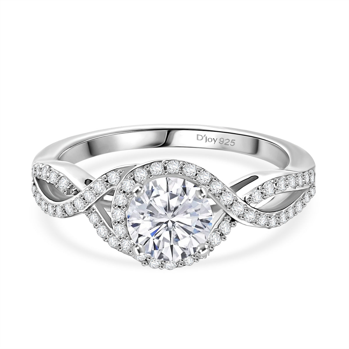 1.2 Ct. Moissanite Halo Ring in Rhodium Sterling Silver V32490509 0