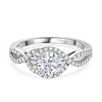 D'Joy Moissanite Halo Ring in Rhodium Overlay Sterling Silver 1.17 Ct._8289954