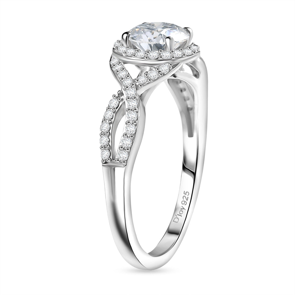 D'Joy Moissanite Halo Ring in Rhodium Overlay Sterling Silver 1.17 Ct._8289954_3