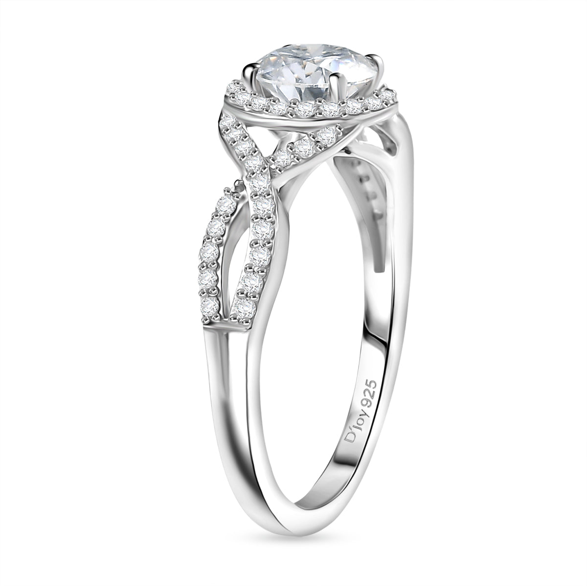 1.2 Ct. Moissanite Halo Ring in Rhodium Sterling Silver V32490509 4