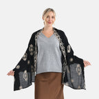 Super Soft Oversized Floral Embroidery Scarf (180 x 65cm) - Black_8289981