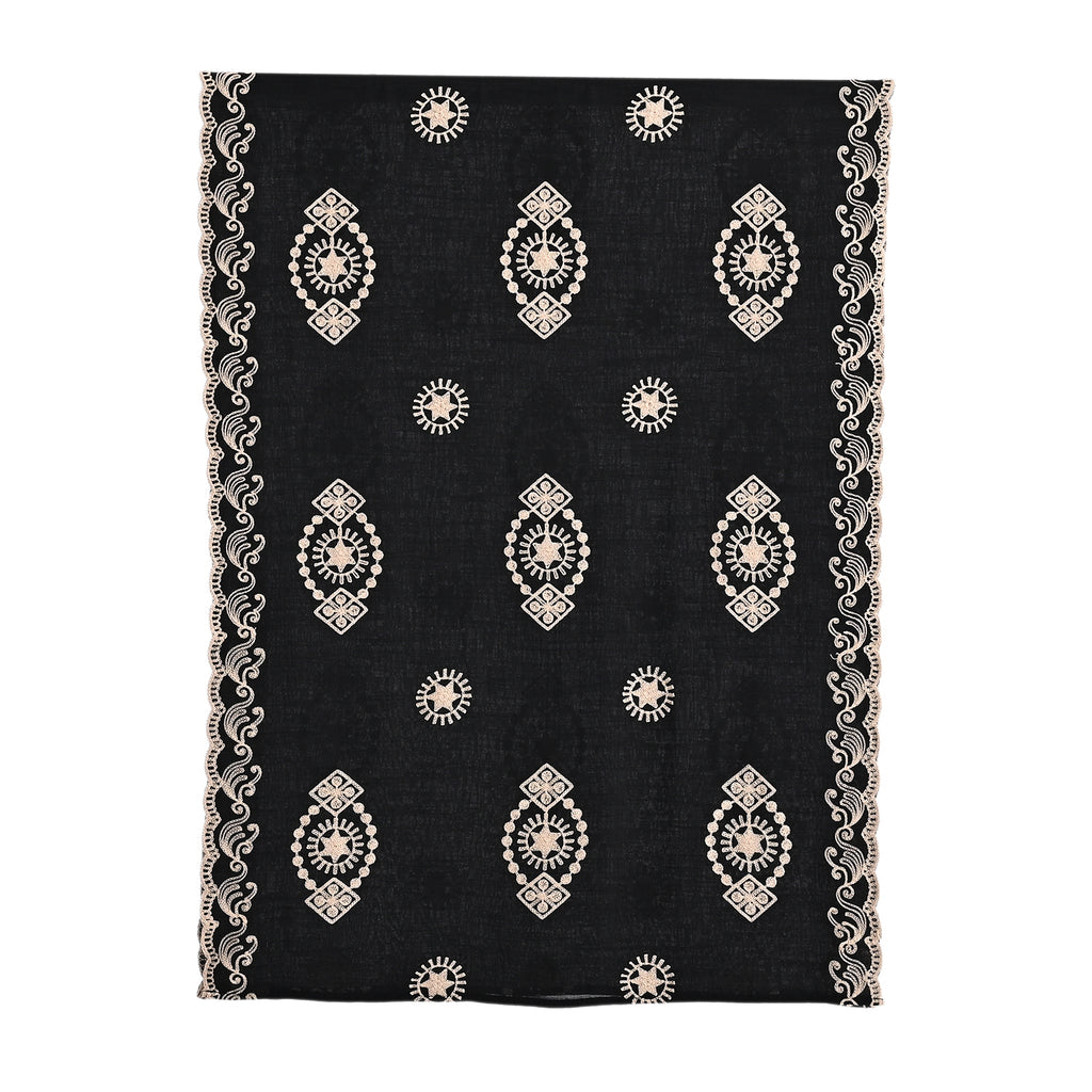 Super Soft Oversized Floral Embroidery Scarf (180 x 65cm) - Black_8289981_6