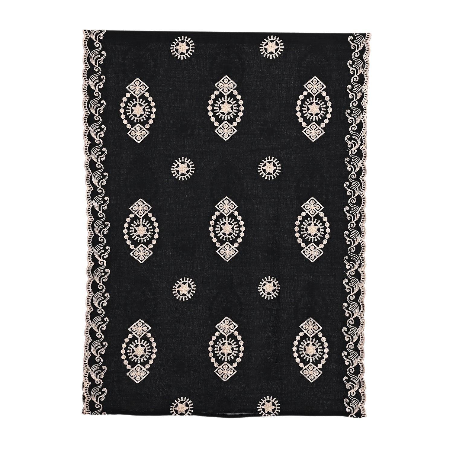 Super Soft Oversized Floral Embroidery Scarf (180 x 65cm) - Black V32530533 7