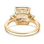 Luxoro 14K Yellow Gold AAA Asscher Cut Marropino Morganite & Natural Diamond Ring 4.82 Ct._8291047_4
