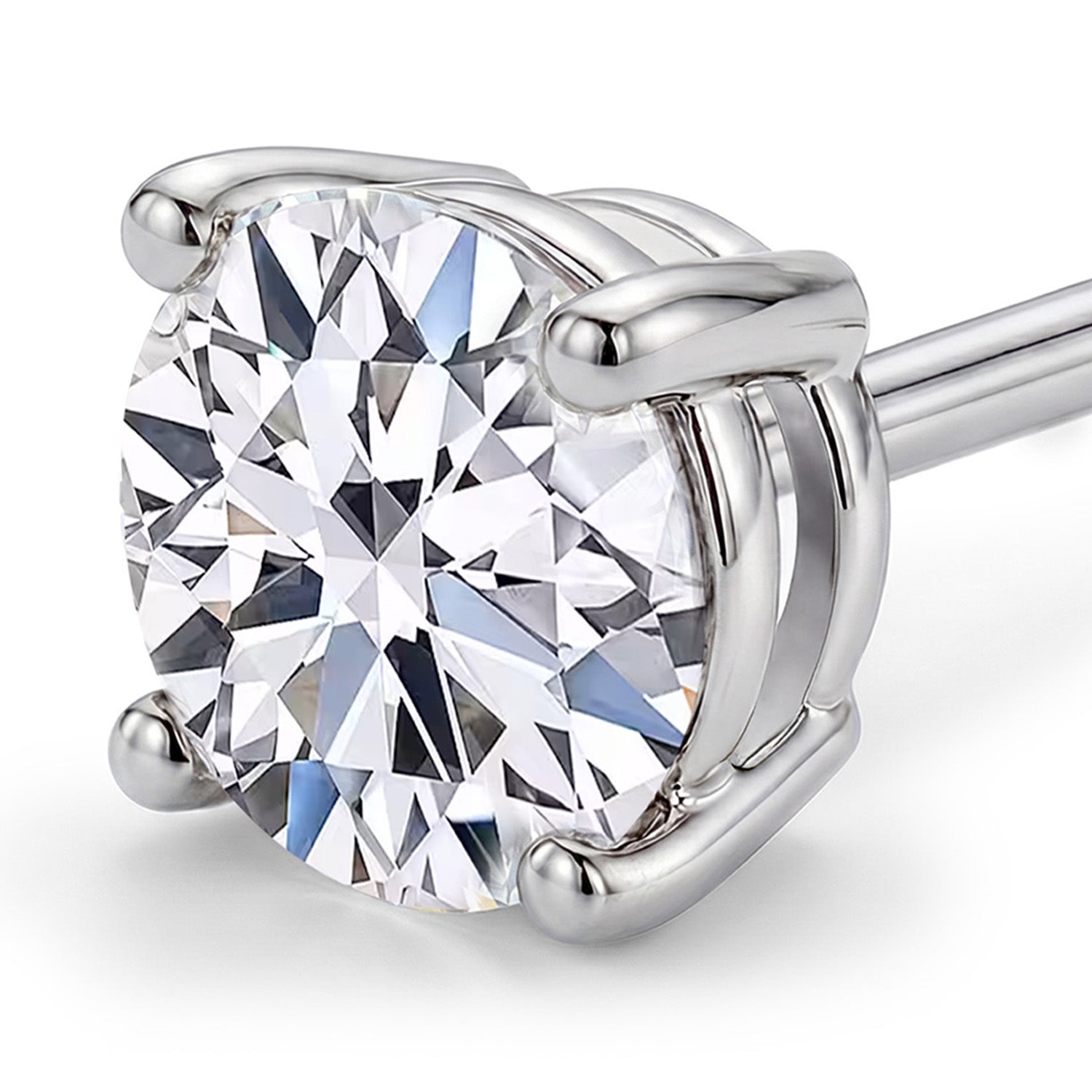 Luxuriant Lab Grown Diamond (SI/GH) Solitaire Earring with Push Back in Rhodium Overlay Sterling Silver 3.00 Ct. 8291081 2