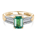 9K Yellow Gold AAA Premium Gemfields Emerald & Natural White Diamond Ring 1.89 Ct._8291107