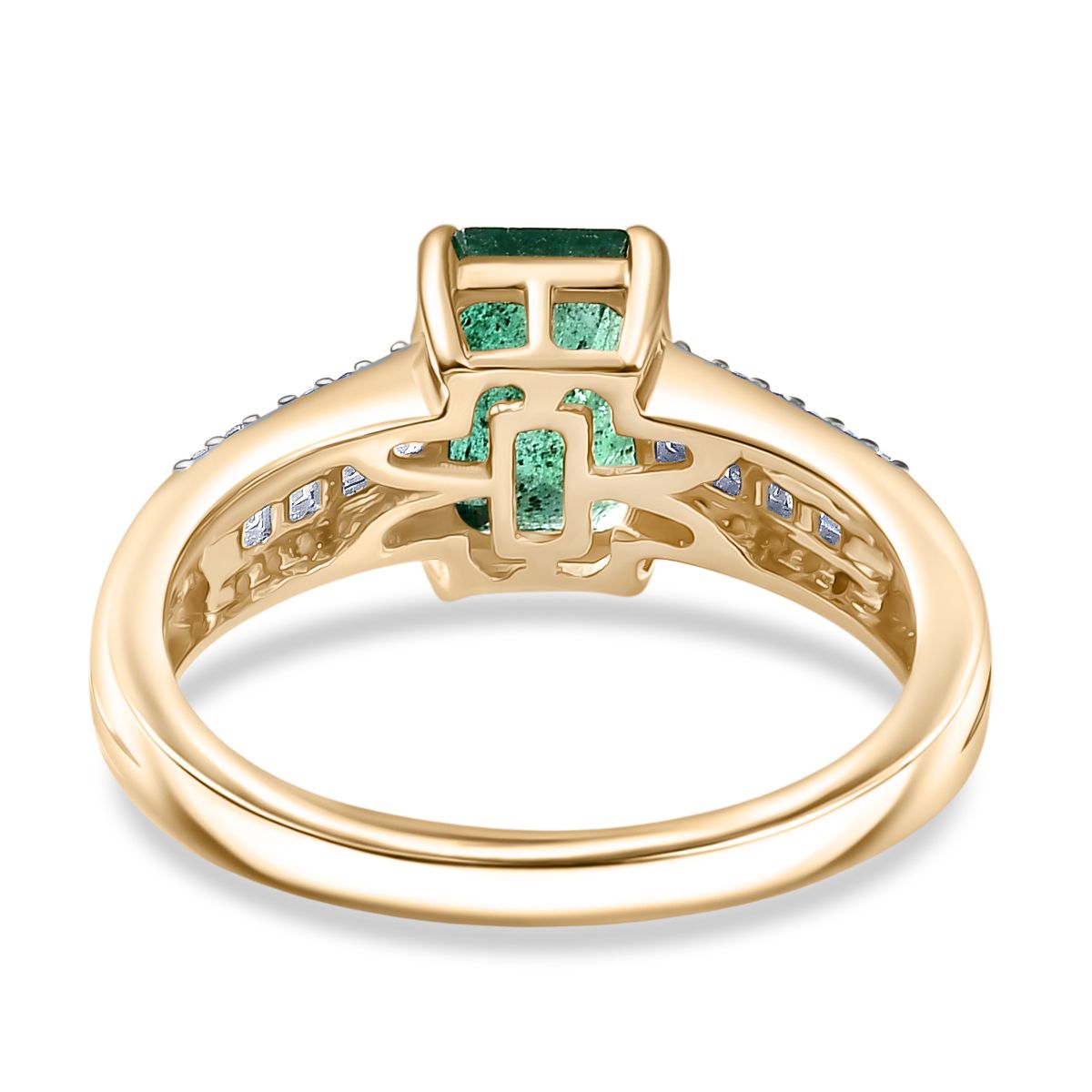 9K Yellow Gold AAA Premium Gemfields Emerald &amp; Natural White Diamond Ring 1.89 Ct. V32602956 5