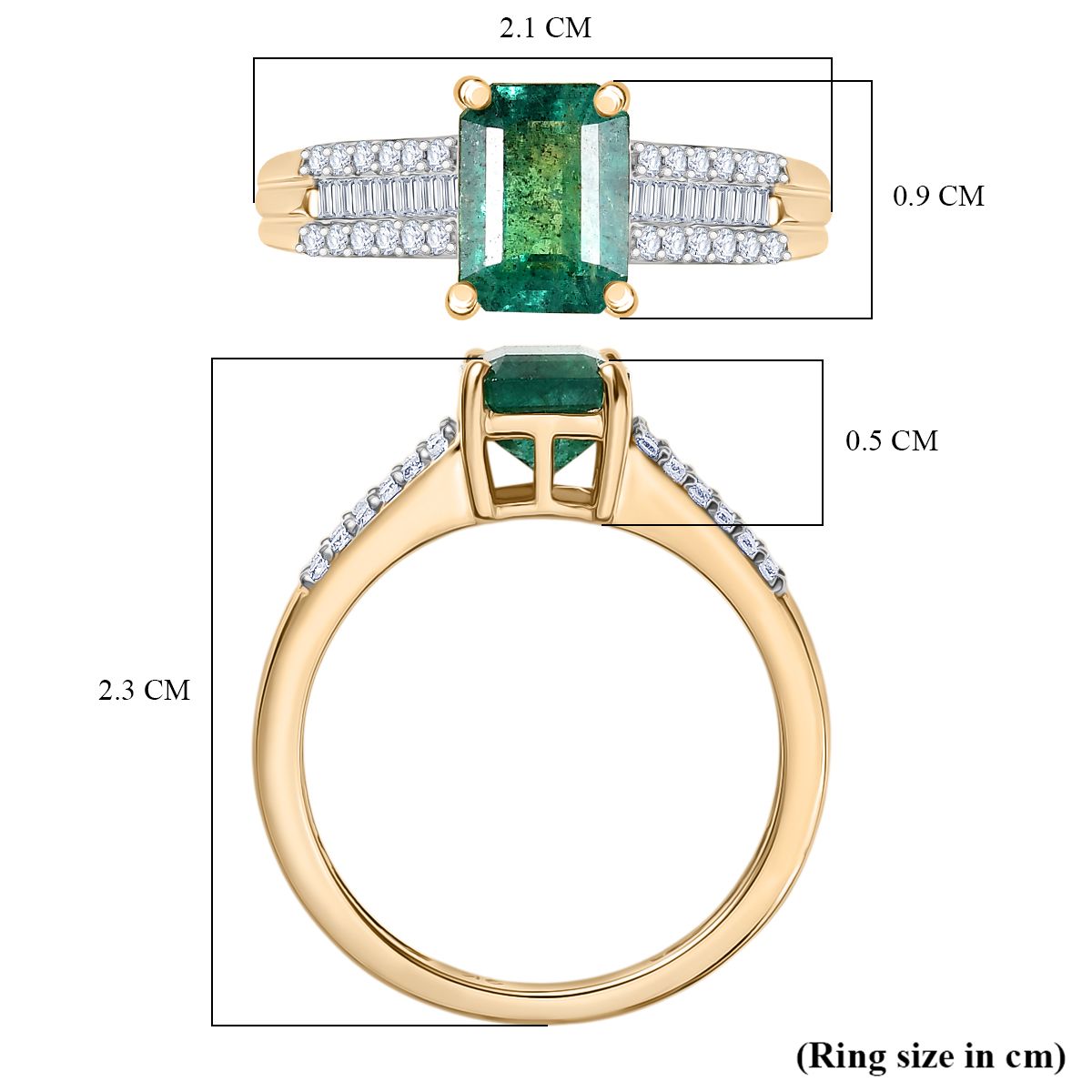 9K Yellow Gold AAA Premium Gemfields Emerald &amp; Natural White Diamond Ring 1.89 Ct. V32602956 6