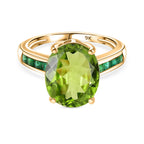 9K Yellow Gold AAA Peridot & Zambian Emerald Ring 4.90 Ct._8291148