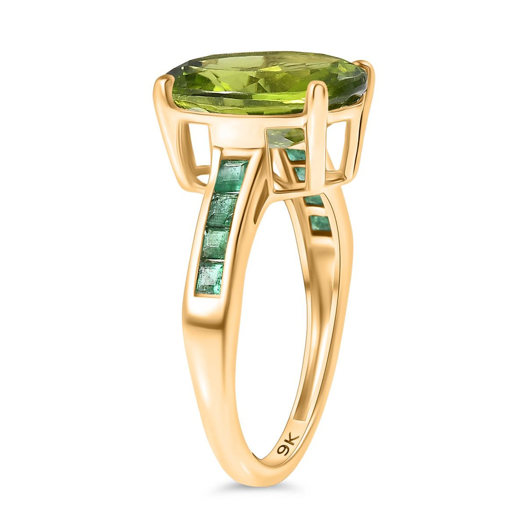 9K Yellow Gold AAA Peridot & Zambian Emerald Ring 4.90 Ct._8291148_3