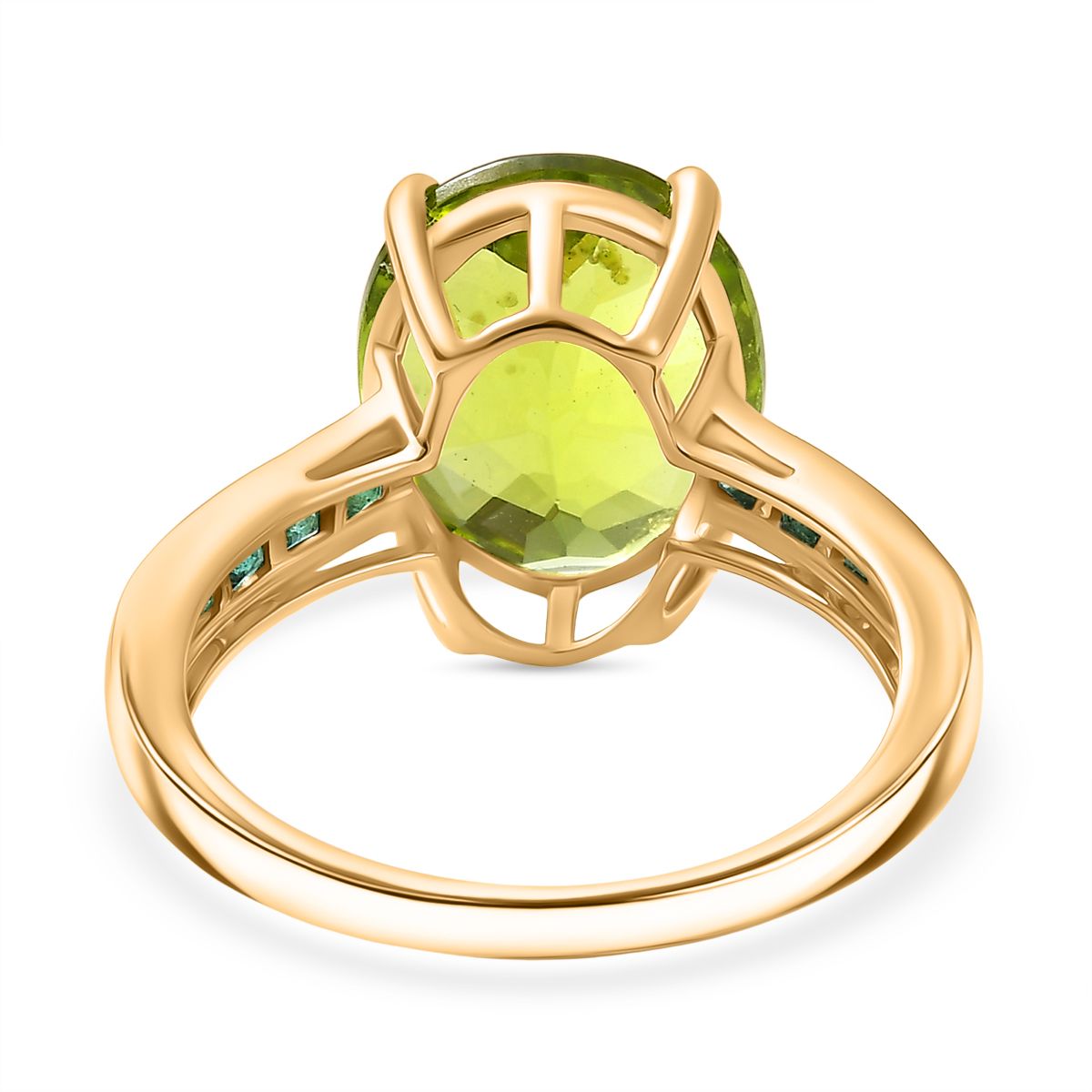 9K Yellow Gold AAA Peridot &amp; Zambian Emerald Solitaire Ring 4.90 Ct. 8291148 5