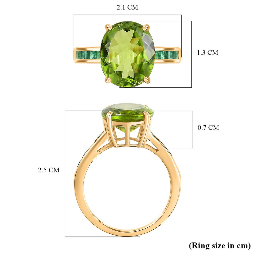9K Yellow Gold AAA Peridot & Zambian Emerald Ring 4.90 Ct._8291148_5