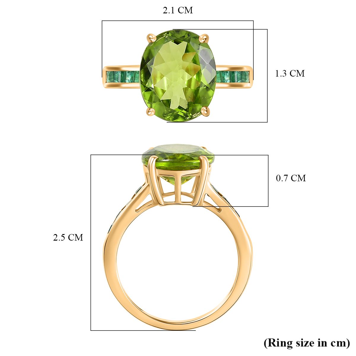 9K Yellow Gold AAA Peridot &amp; Zambian Emerald Solitaire Ring 4.90 Ct. 8291148 6