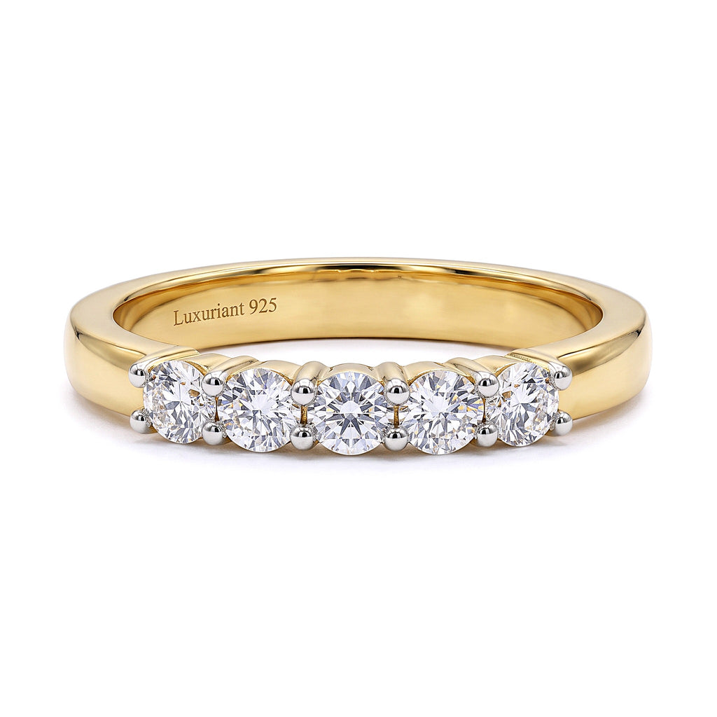 Luxuriant - Lab Grown Diamond (SI/G-H) Half Eternity Band Ring in 18K Vermeil Yellow Gold Plated Sterling Silver 0.55 Ct._8291626