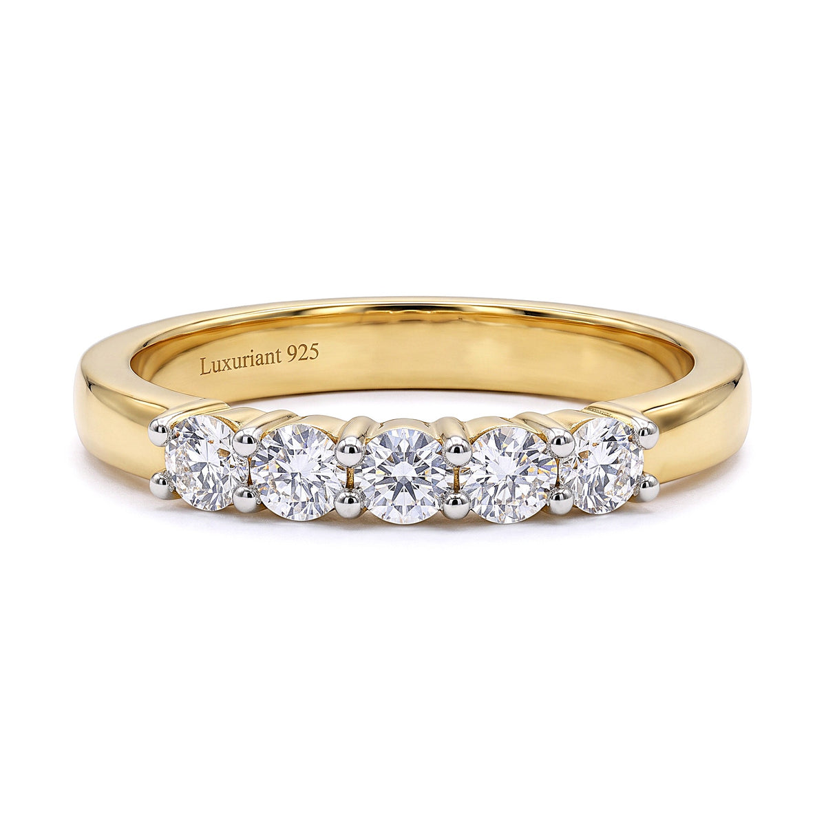 LUXURIANT 0.5 Ct. Lab Grown Diamond 5 Stone Ring in 18K YG Vermeil Sterling Silver 8291626 0