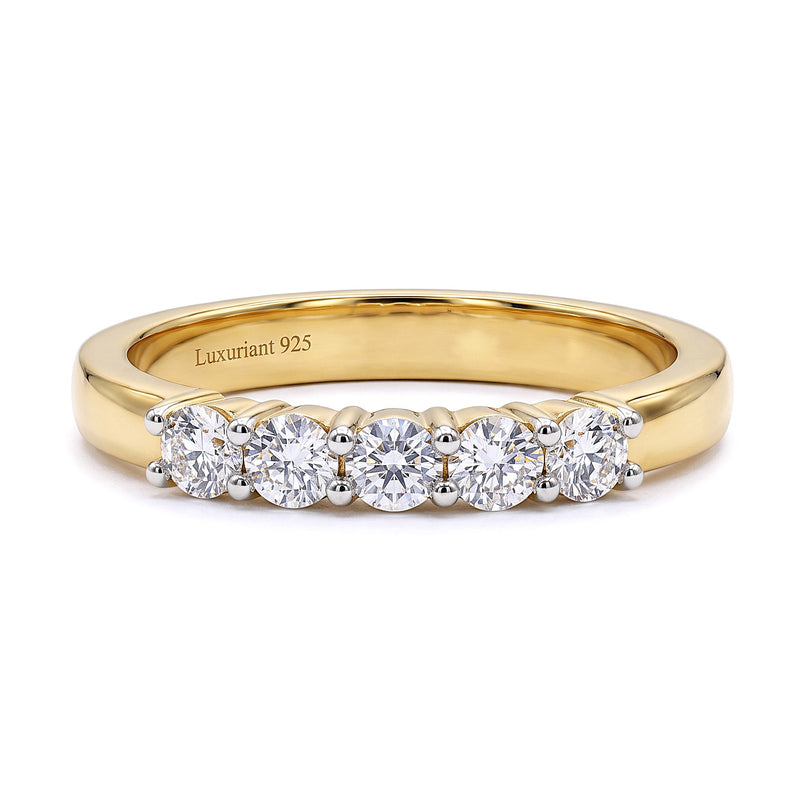 Luxuriant - Lab Grown Diamond (SI/G-H) Half Eternity Band Ring in 18K Vermeil Yellow Gold Plated Sterling Silver 0.55 Ct._8291626