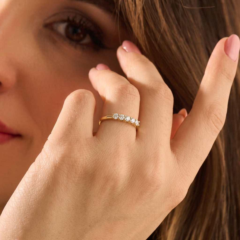 Luxuriant - Lab Grown Diamond (SI/G-H) Half Eternity Band Ring in 18K Vermeil Yellow Gold Plated Sterling Silver 0.55 Ct._8291626_2