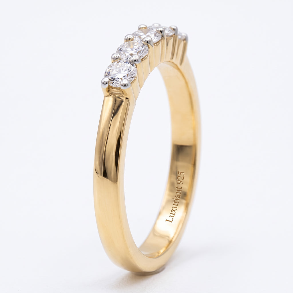 Luxuriant - Lab Grown Diamond (SI/G-H) Half Eternity Band Ring in 18K Vermeil Yellow Gold Plated Sterling Silver 0.55 Ct._8291626_3