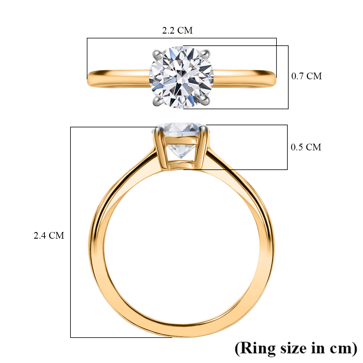 LUXURIANT 1 Ct. Lab Grown Diamond Solitaire Ring in 18K Vermeil Yellow Gold Sterling Silver 8291799 5