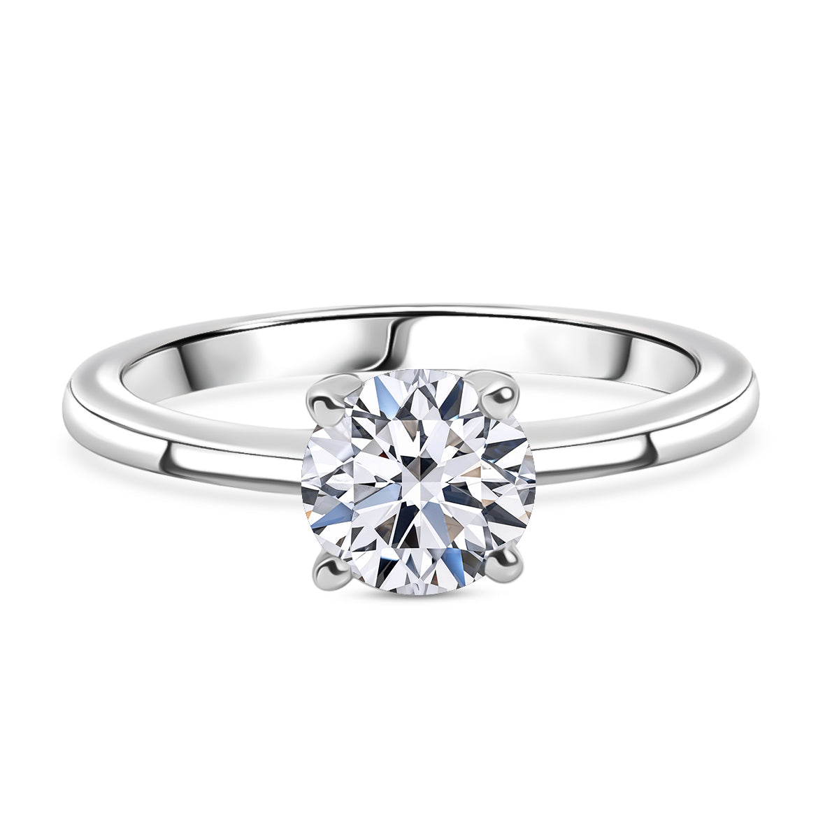 LUXURIANT 1 Ct. Lab Grown Diamond Solitaire Ring in Rhodium Overlay Sterling Silver 8291803 0