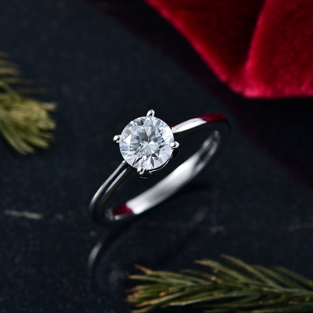 Luxuriant Lab Grown Diamond (SI/GH) Solitaire Ring in Rhodium Overlay Sterling Silver 1.05 Ct._8291803_1