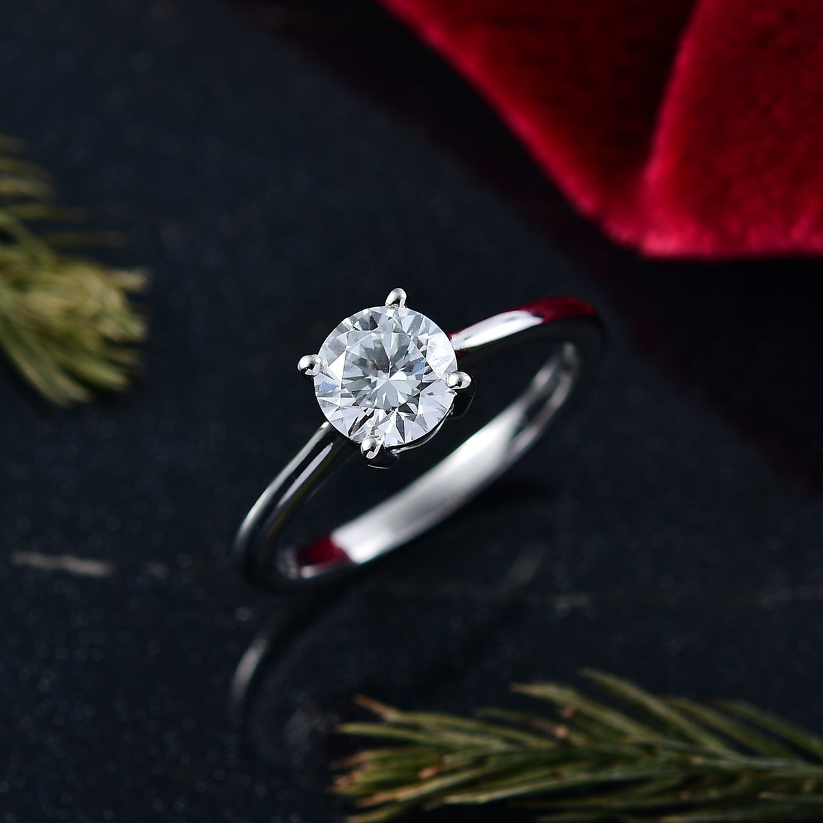 LUXURIANT 1 Ct. Lab Grown Diamond Solitaire Ring in Rhodium Sterling Silver 8291805 1