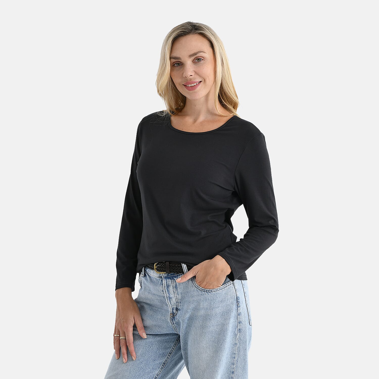 La Marey Viscose Classic Round Neck T-Shirt (Size M, 12-14) - Dark Gray V32521303 3