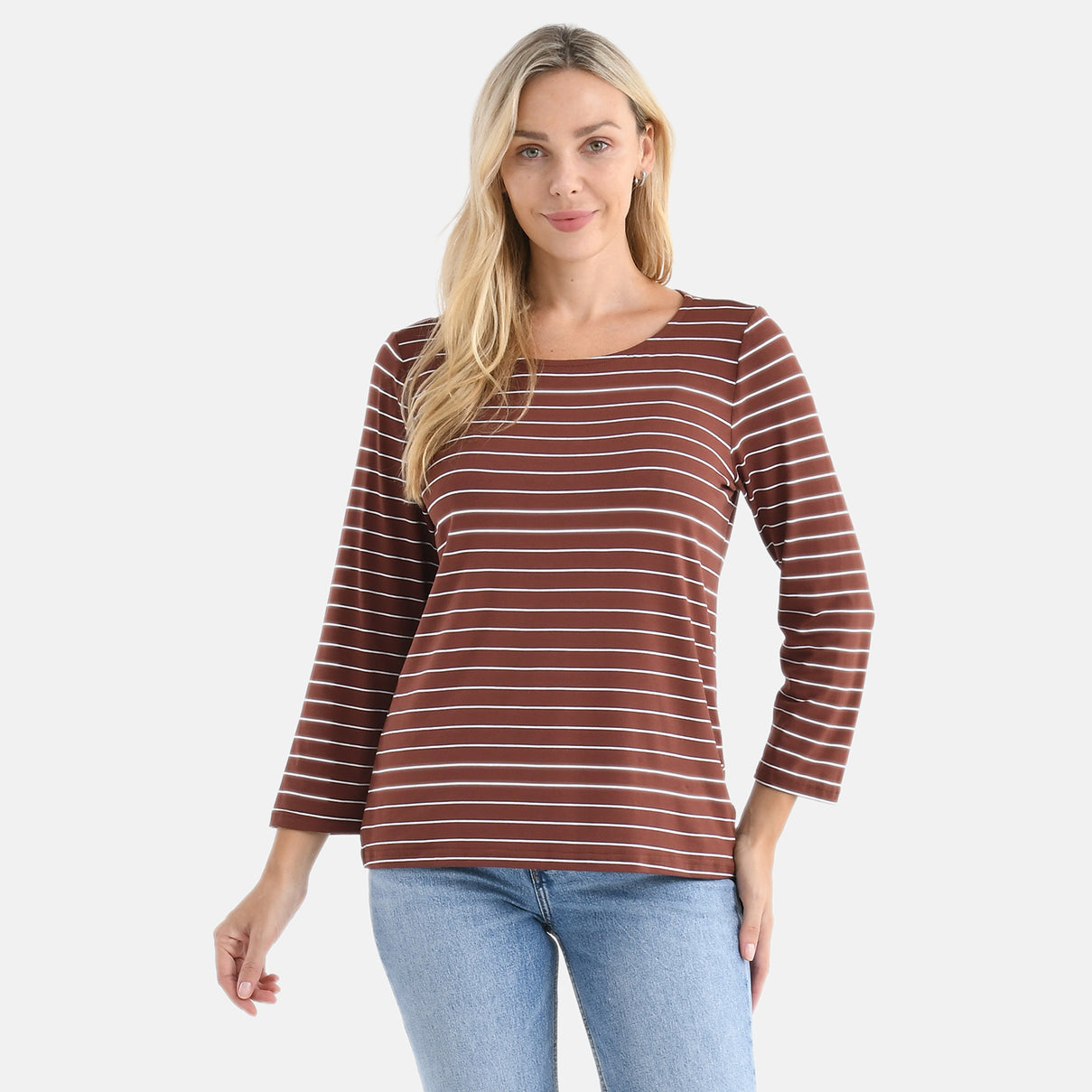 La Marey Viscose Stretch Top (Size 16 To 18) - Brown &amp; White 8292038 0