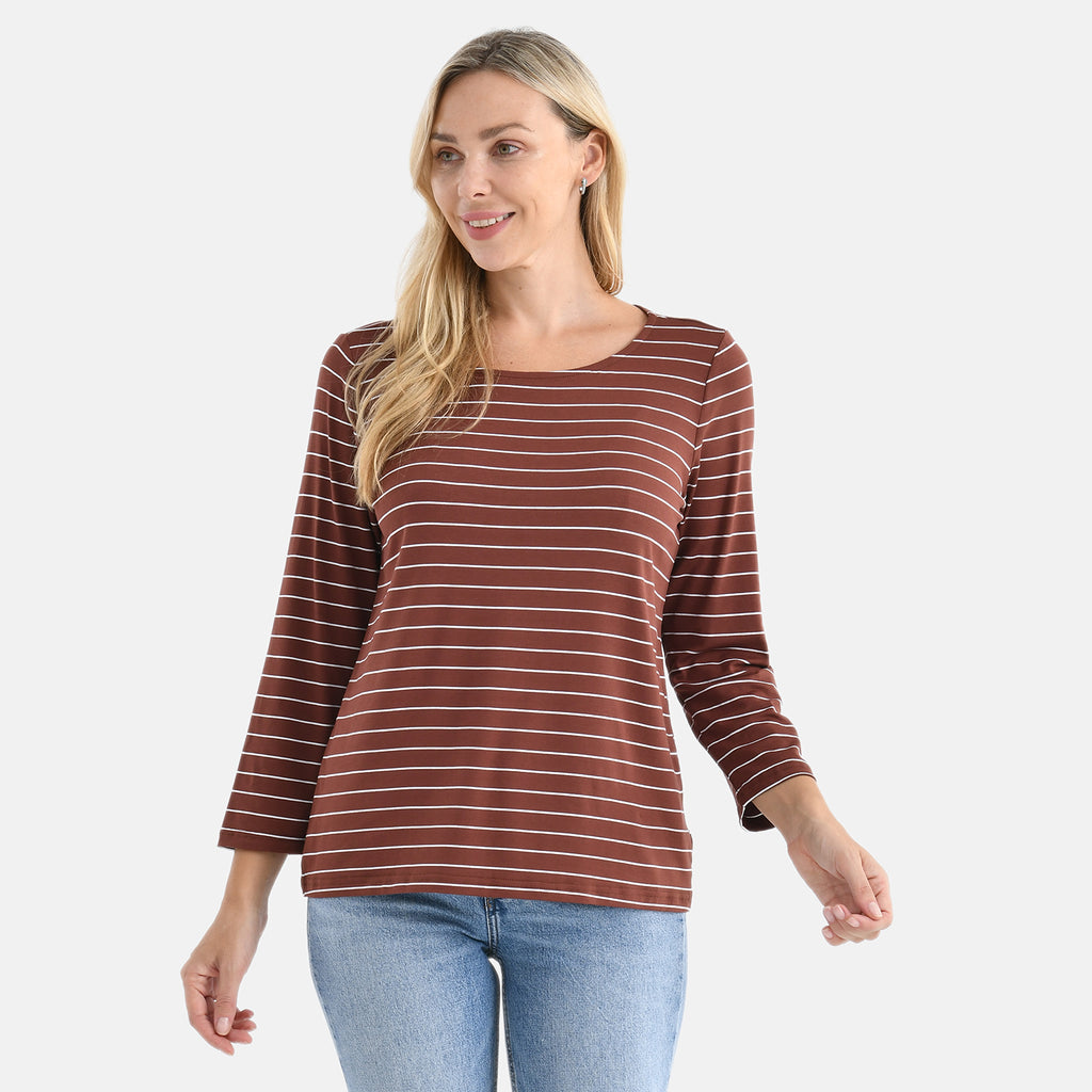 La Marey Viscose Stretch Top (Size 16 To 18) - Brown & White_8292038_3