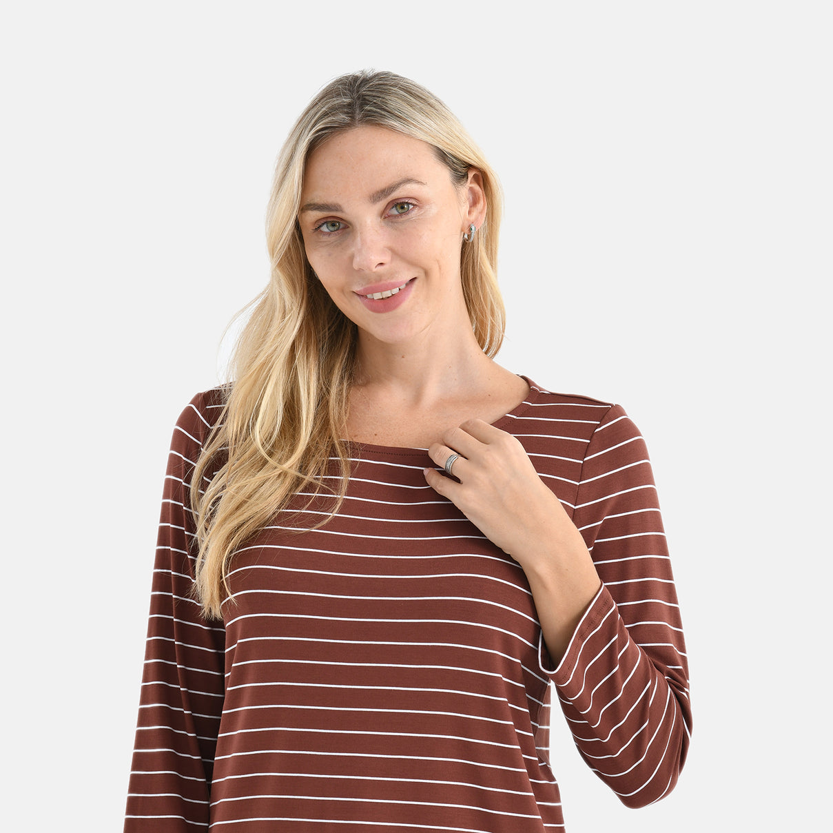 La Marey Viscose Stretch Top (Size 16 To 18) - Brown &amp; White 8292038 5