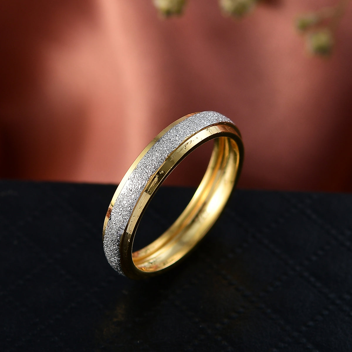Sterling Silver Band Ring in Yellow Gold Plated &amp; Platinum Overlay V32606304 1