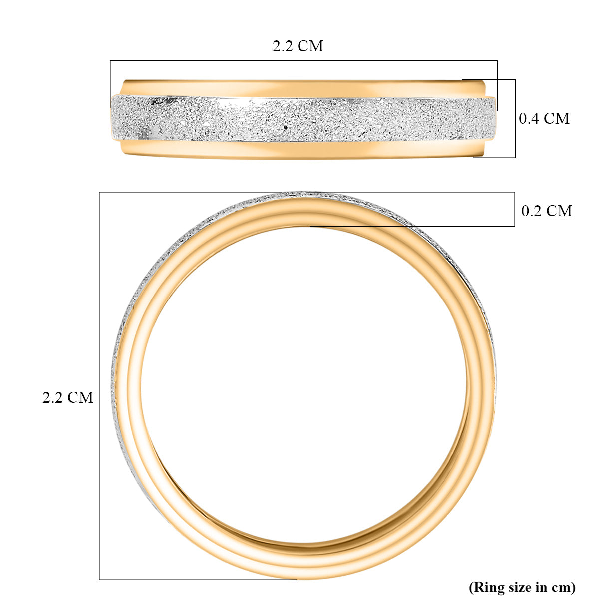 Sterling Silver Band Ring in Yellow Gold Plated &amp; Platinum Overlay V32606304 5