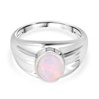 D'Joy Ethiopian Opal Solitaire Ring in Rhodium Overlay Sterling Silver 1.12 Ct._8293010