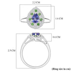 D'Joy - Tanzanite, Tsavorite Garnet & Moissanite Halo Ring in Rhodium Overlay Sterling Silver 1.22 Ct._8294079_5