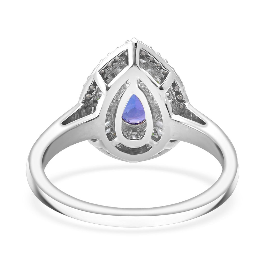 D'Joy - Tanzanite, Tsavorite Garnet & Moissanite Halo Ring in Rhodium Overlay Sterling Silver 1.22 Ct._8294080_4