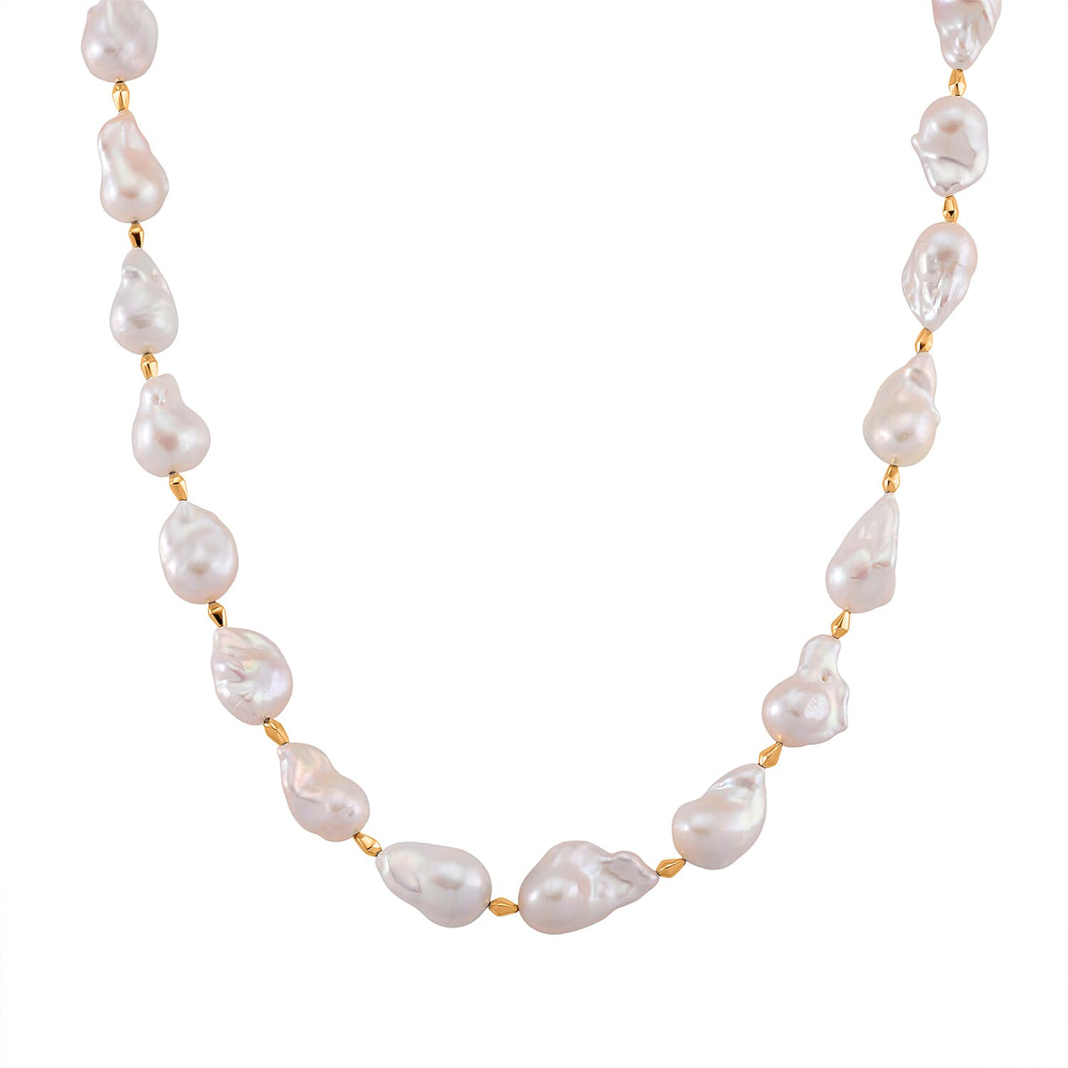 D'Joy AAAA White Baroque Pearl Necklace (Size 20) in Yellow Plating in Sterling Silver 8294124 0