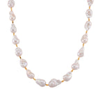 D'Joy AAAA White Baroque Pearl Necklace (Size 20) in Yellow Plating in Sterling Silver_8294124